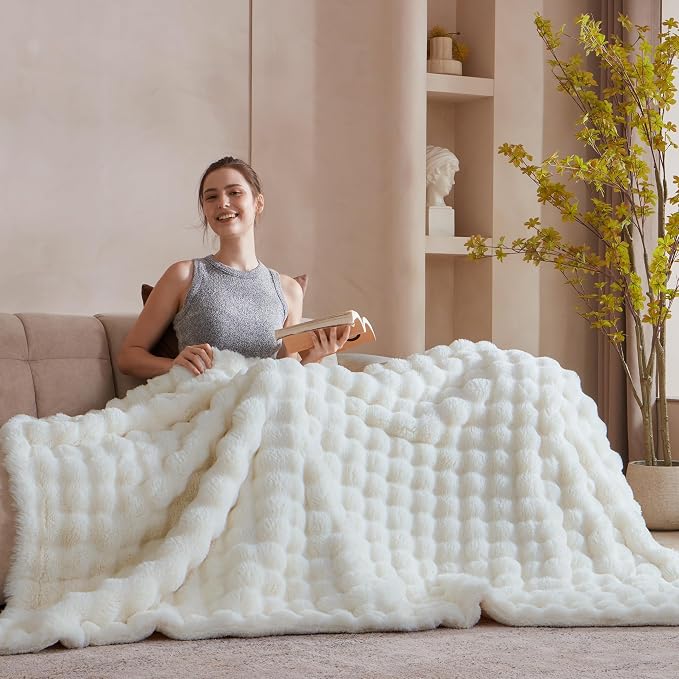 50x60 Inches Ultra-Soft Fuzzy Faux Fur Plush Throw Blanket - Image 4