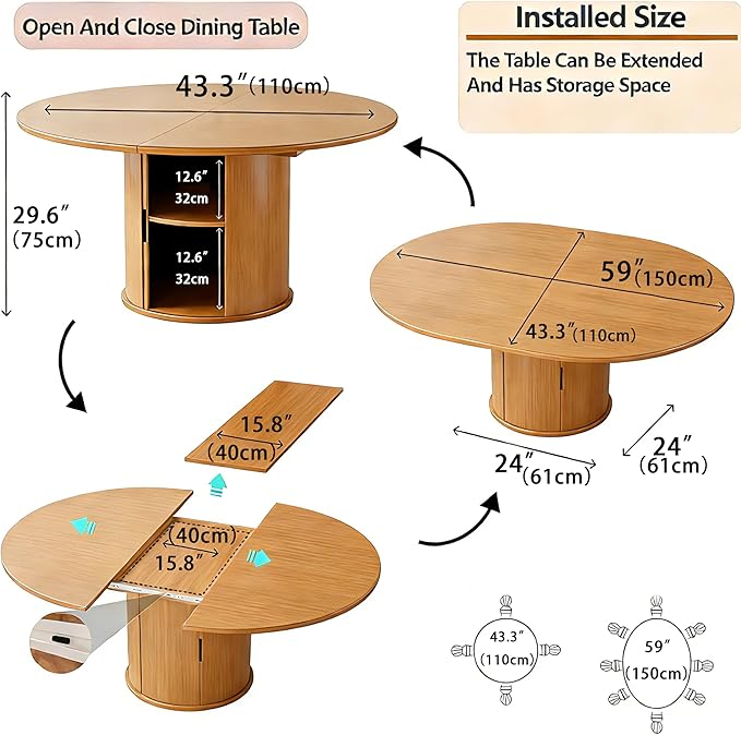 Wildhome Extendable Round Dining Table - Image 2