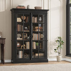 QUW Modern 65" Tall Display Cabinet, Farmhouse Curio Cabinets - Image 4