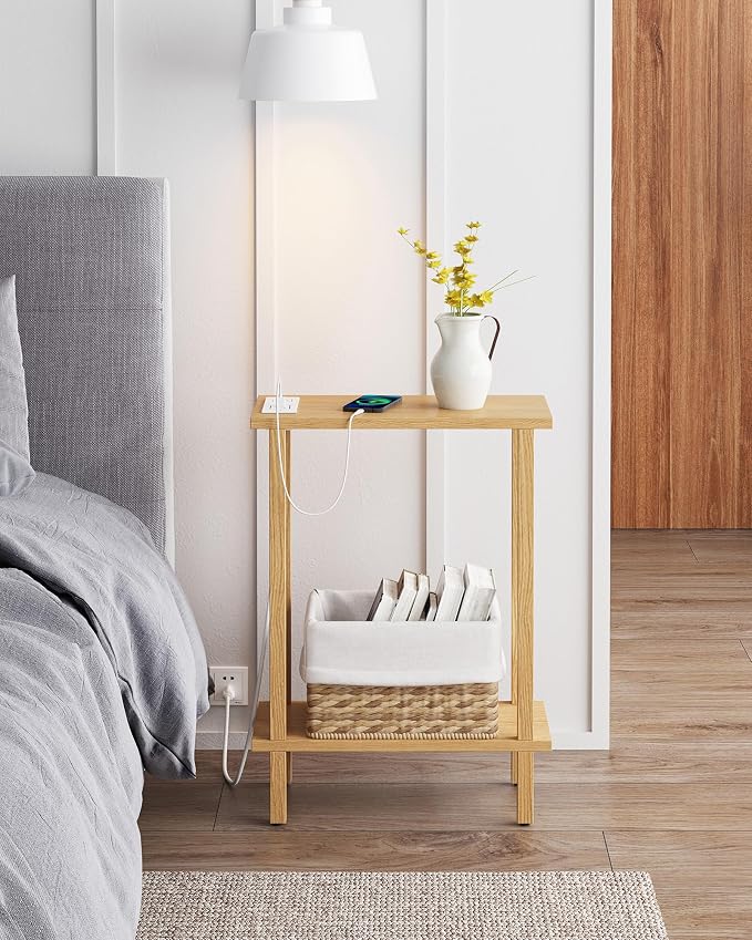 TUTOTAK Small End Table with Charging Station, Narrow Side Table with USB Ports - Image 5