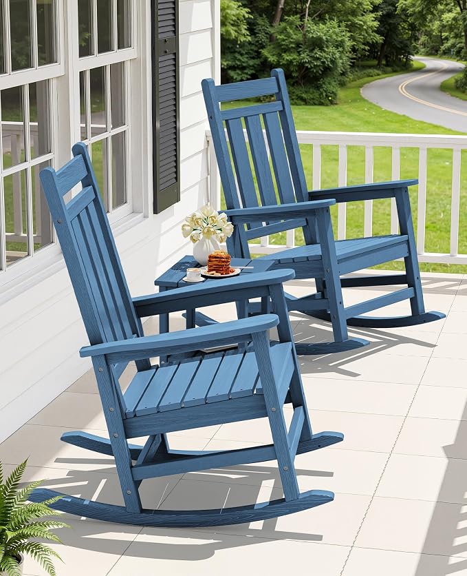KINGYES Oversized Outdoor Rocking Chair Set of 6, All-Weather Patio Rocking - Image 2