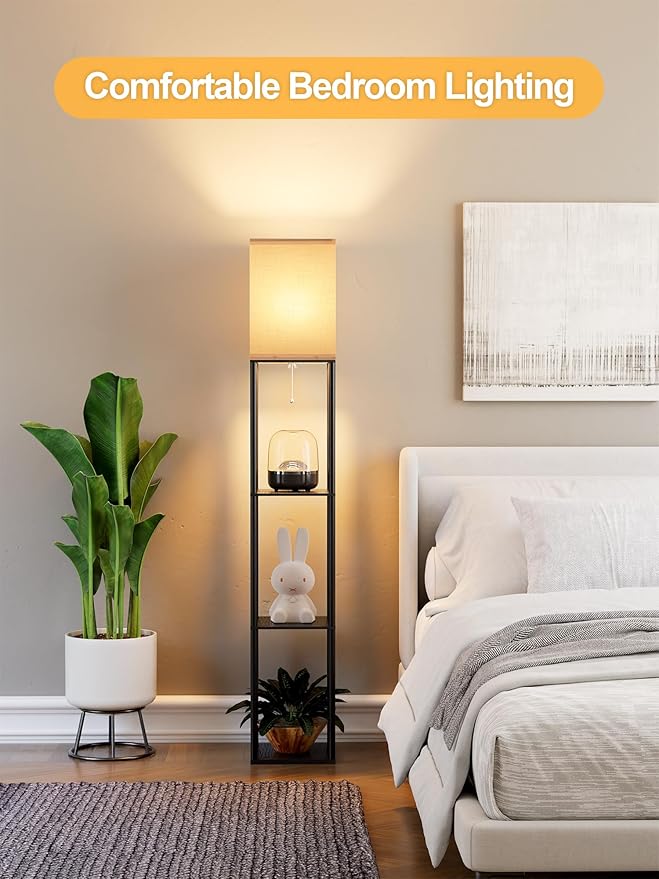 Floor Lamp with Shelves for Living Room, Shelf Floor Lamp with 3 CCT LED Bulb - Image 6