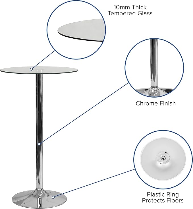 Flash Furniture Kenneth Commercial 23.5" Round Tempered Glass Table - Image 4