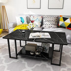 AWQM Marble Coffee Table, Faux Marble Top Rectangular Coffee Table - Image 5