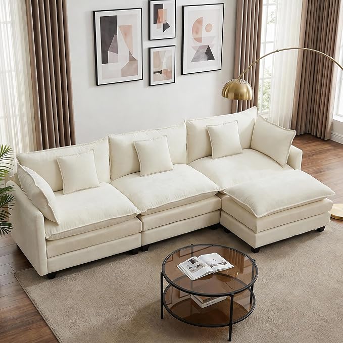 113” Modular Sectional Sofa, L Shaped Cloud Couch by Unknown