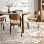 LOONGRUG Round Rug 6x6 Washable Neutral Modern Circle Area Rug Brown Beige | - Image 5