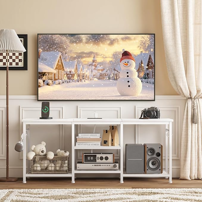 YGEOMER White TV Stand for Up to 55 Inch Tvs, Entertainment Center - Image 6