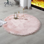 linmopm Faux Fur Rug Sheepskin Shag Fluffy Fuzzy Pink 3x3 ft Rugs by Limopmfauxfurproducts