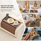 GEHE Bamboo Sofa Arm Tray, Foldable Couch Arm Tray Side Table, Anti-Falling - Image 3