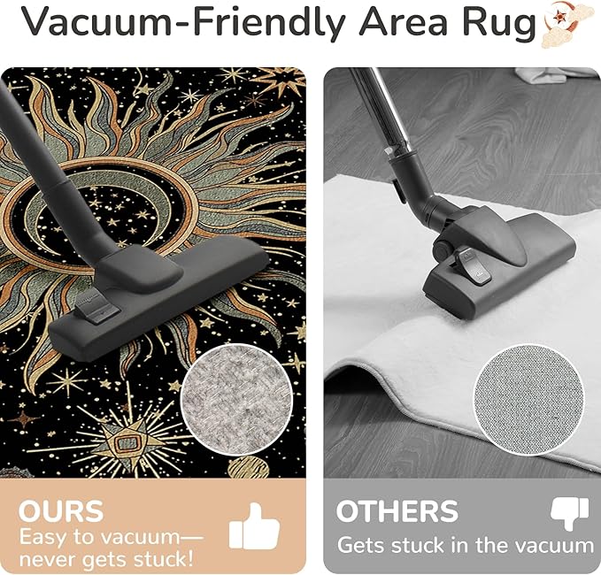 Vacuum-Friendly, Round 4ft Washable Area Rug - Image 4