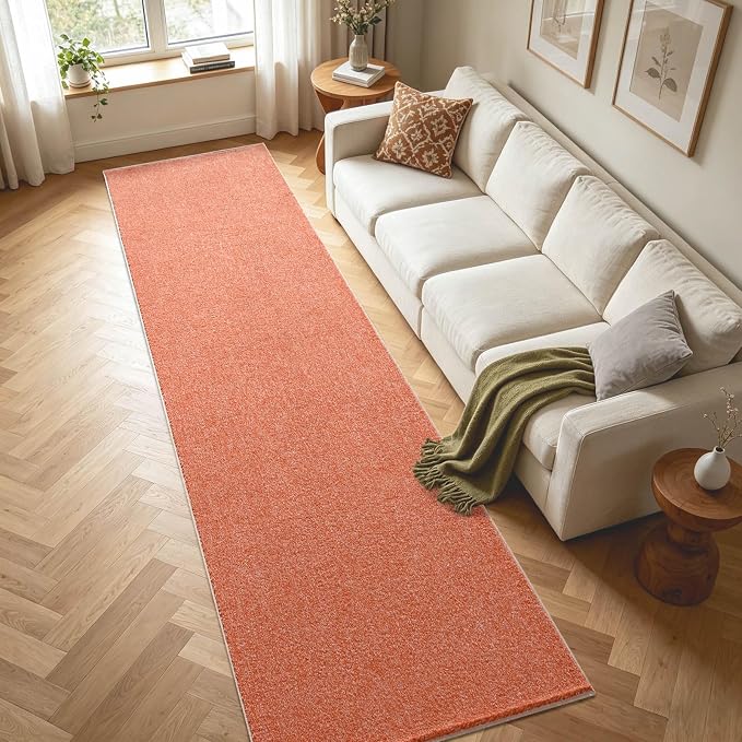 2x10 Orange/White Runner Rug Washable Non-Slip - Image 4