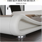 SHA CERLIN Queen Size Upholstered Bed Frame, Deluxe Low Profile Sleigh Bed - Image 6