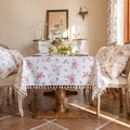 VClife White and Pink Print Table Cloth, Linen Texture Tablecloth by VCLIFE