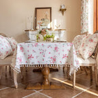 VClife White and Pink Print Table Cloth, Linen Texture Tablecloth by VCLIFE