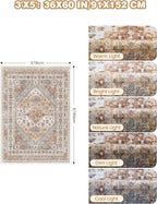 3x5 Washable Area Rug for Entryway Non Slip Kitchen Rugs, Floral Soft Living - Image 2