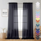 Sheer Curtain Panels Set 96" Inches Long, Solid Voile Light Filtering Airy by Lecloud