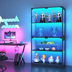 IDEALHOUSE Glass Display Cabinet 4-Tier, Curio Cabinets - Image 8