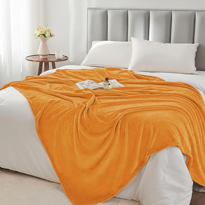 BEDELITE Fleece Blanket Soft Fall King Bed Blanket Burnt Orange 108"x90" | - Image 5