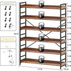 HCHQHS 6 Tier Bookshelf, Adjustable Industrial Bookcase, Vertical Tall Book - Image 3