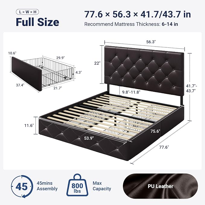 Allewie Upholstered Full Size Platform Bed Frame - Image 2