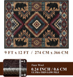 Rustic Cabin Area Rug 9x12, Lodge Wildlife Bear Washable Large Area Rug - Image 2