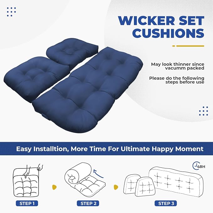 DANGHOOGY Wicker Chair Cushions, Waterproof Outdoor Loveseat Cushions - Image 6