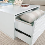 White Coffee Table with 2 Storage Drawers 31 in, Modern Living Room Center - Image 3