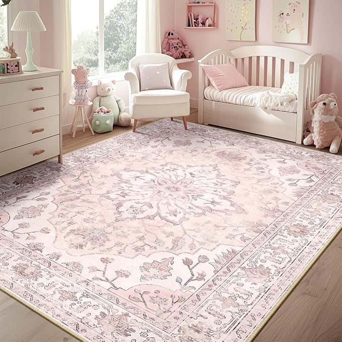 RELEANY Washable Area Rug, Water Repellent, Pet Friendly, Vintage Floral Boho - Image 2
