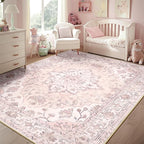 RELEANY Washable Area Rug, Water Repellent, Pet Friendly, Vintage Floral Boho - Image 7