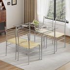 VECELO Dining Table Set for 4, 5-Piece Glass Kitchen Table - Image 5