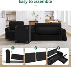 HONBAY Sectional Sofa with Storage Seat Velvet U Shaped Couch with Reversible - Image 7