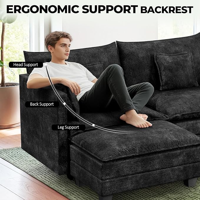 LEVELEVE 112.5" L-Shape Modular Sofa - Image 8