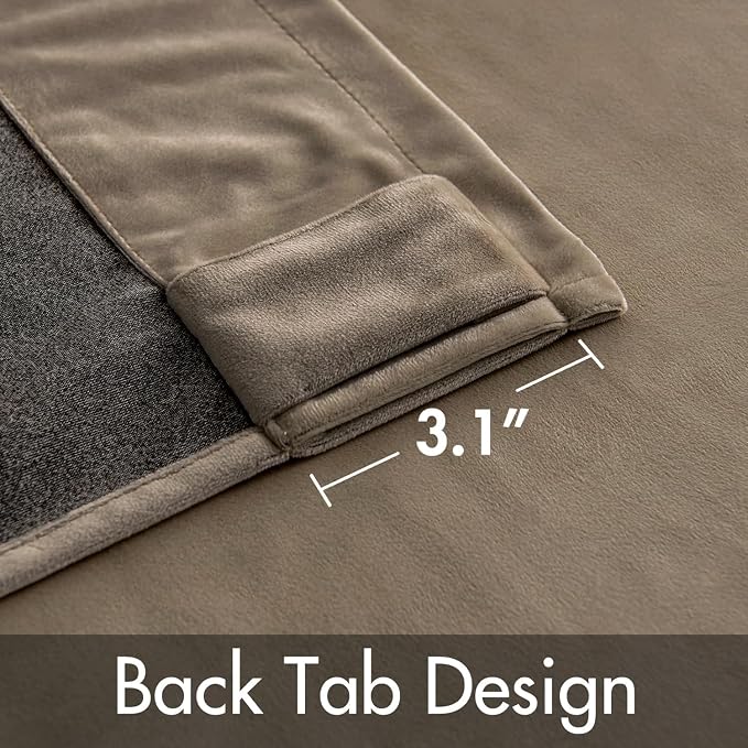 MIULEE Velvet Curtains 52x84 inches 2 Panels Light Taupe Blackout Curtains | - Image 3