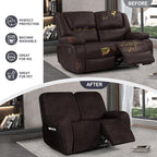 ANARACHON Leather Look Loveseat Recliner Cover, 6-Pieces Stretch Dual Recliner - Image 6
