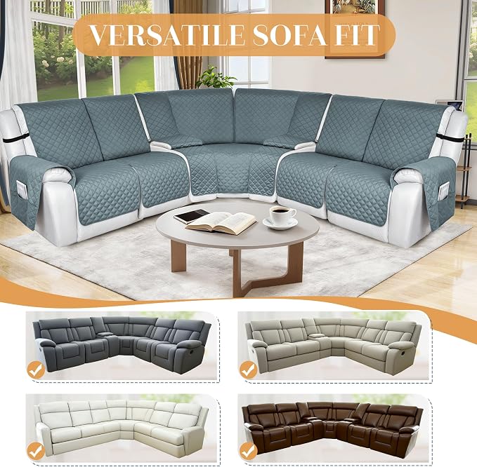 HDCAXKJ 100% Waterproof Reclining Sectional Couch Covers L Shape Recliner Sofa - Image 6