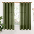 YoungsTex Olive Green Linen Curtains 63 Inch Length by YoungsTex