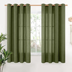 YoungsTex Olive Green Linen Curtains 63 Inch Length by YoungsTex