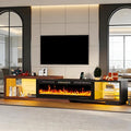 Extendable TV Stand with 50" Electric Fireplace, Modern LED Entertainment by CayugaCrekrd
