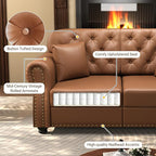 KEIKI 83" Faux Leather Chesterfield Sofa - Image 5