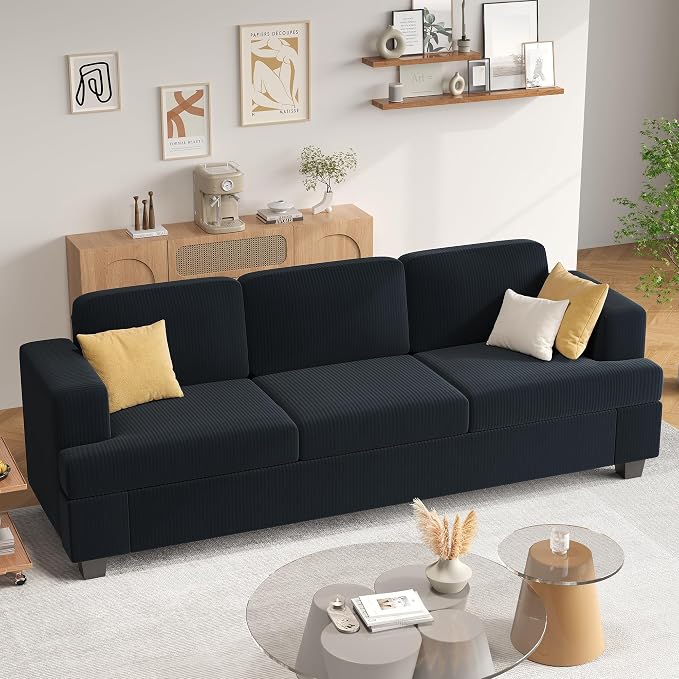 Apicizon 89" Dark Grey Couch for Living Room, Comfy Clound Couch 3 Seater Sofa - Image 3