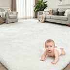 9x12 Area Rug Living Room Bedroom: Fluffy Plush Shag Carpet Ivory | - Image 2