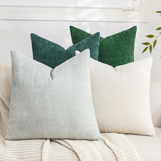 Set of 4 Soft Textured Decorative Throw Pillow Covers 24x24 Inch Cozy Farmhouse by Cozoomy