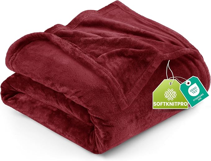 Utopia Bedding Soft Fleece Bed Blanket Twin Size Burgundy | Microfiber Plush by UTOPIABEDDING