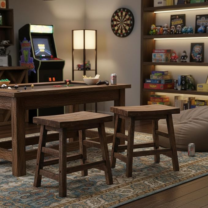 Alaterre Furniture Durango Set of 2 Industrial 20-Inch Wood Dining Stools – - Image 6