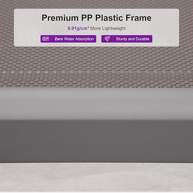 PURPLE LEAF Patio Chaise Lounge Chair Set of 3 Outside Aluminum Plastic - Image 5