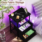 LOAKEKEL LED Night Stand with Charging Station, Small Bedside Table with USB - Image 5