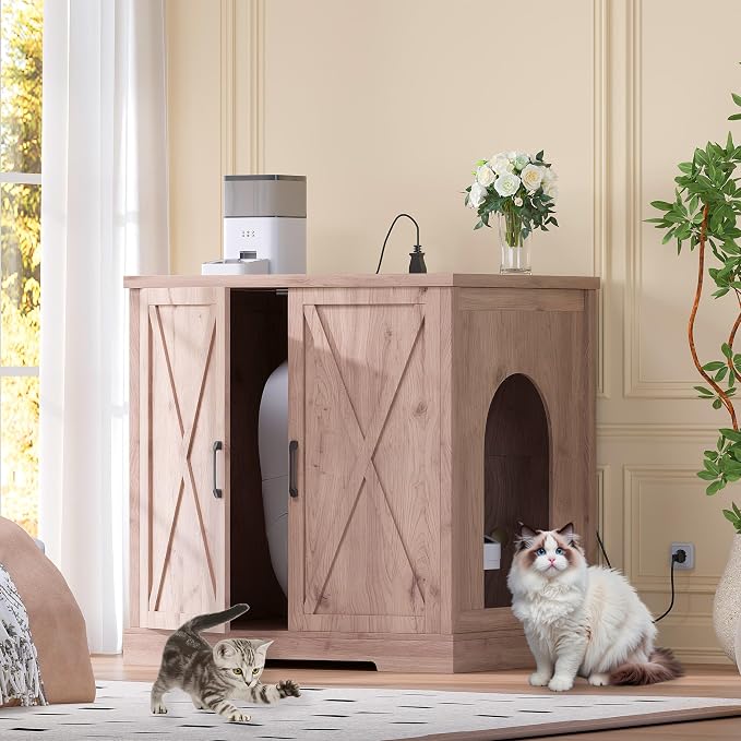 Heybly 34.5" Litter Box Enclosure, Large Robot Cabinet - Image 8