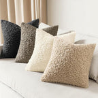 Faux Fur Throw Pillow Covers 18x18 Inch Set of 2 Boucle Neutral Decorative - Image 3