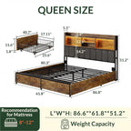 LARMACE Queen Bed Frame with 6 Storage Drawers, Bed Frame Queen Size with Linen - Image 2
