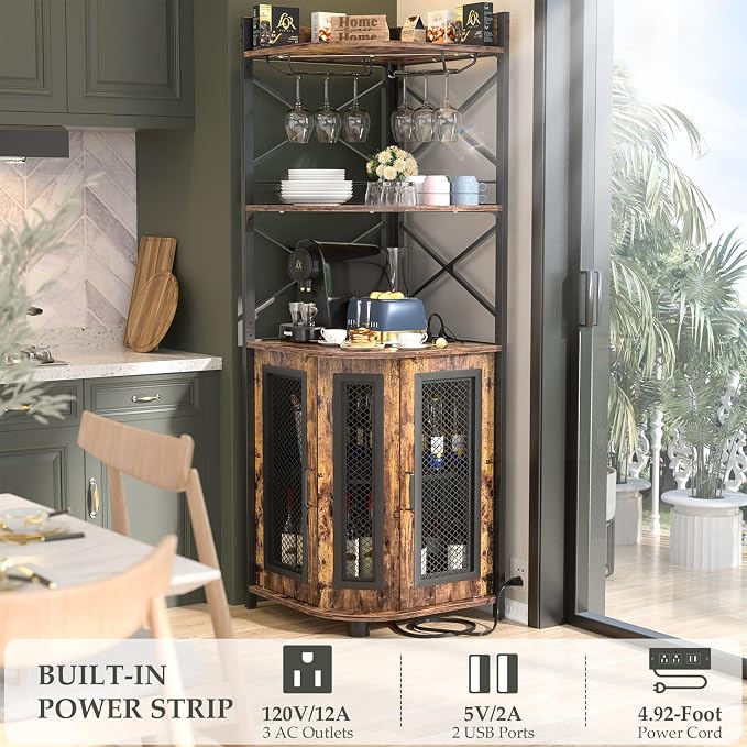 Aheaplus Corner Bar Cabinet - Image 7